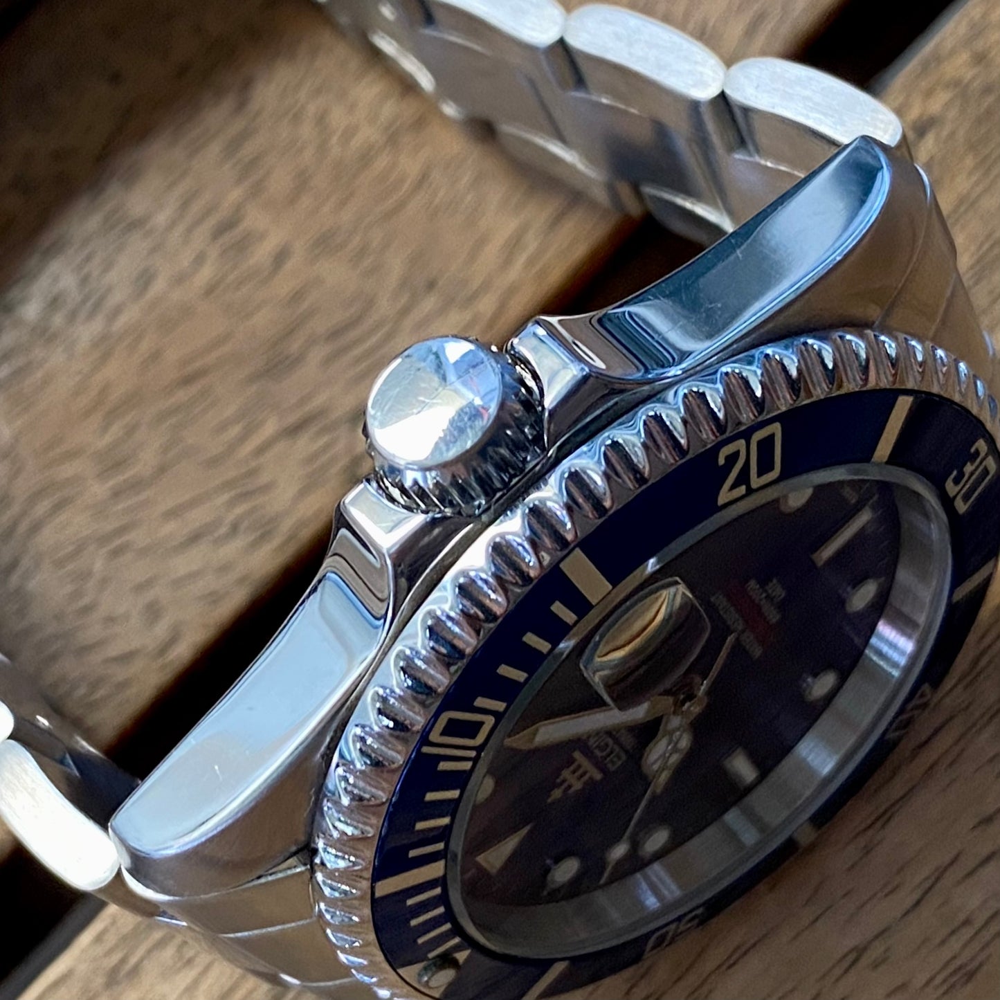 COMING SOON! SERVICED Vintage May 1990 Elgin Treasure International Deep Sea FK-531N-SL Blue Automatic Diving Watch Rotating Bezel and Original Bracelet - PRE-ORDER NOW!