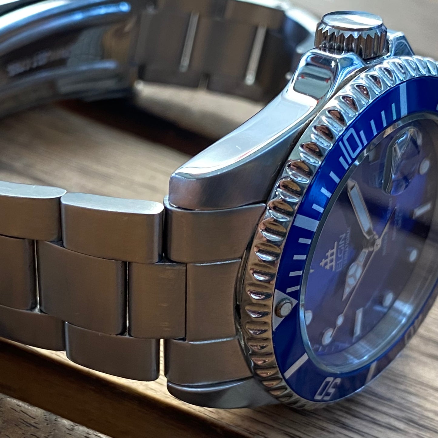 COMING SOON! SERVICED Vintage May 1990 Elgin Treasure International Deep Sea FK-531N-SL Blue Automatic Diving Watch Rotating Bezel and Original Bracelet - PRE-ORDER NOW!