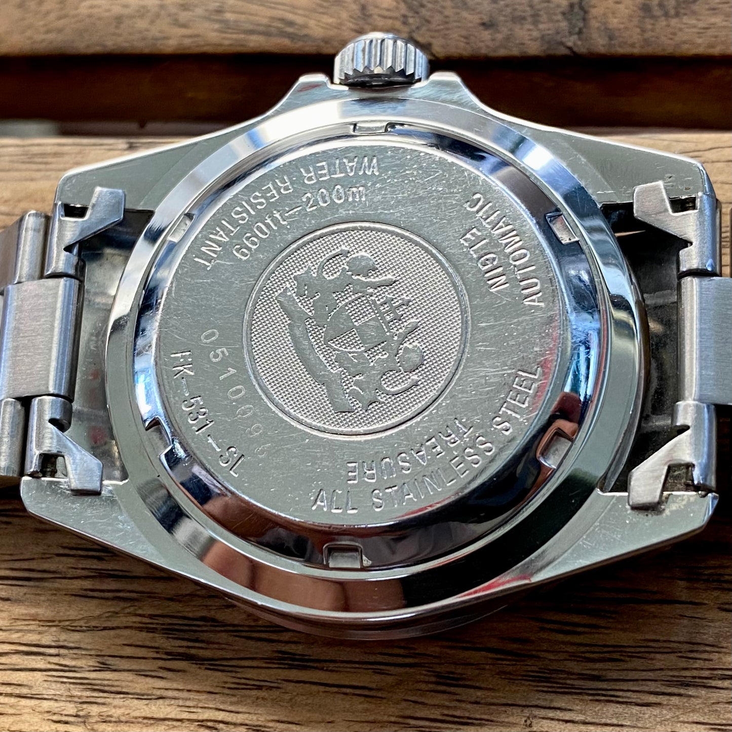 COMING SOON! SERVICED Vintage May 1990 Elgin Treasure International Deep Sea FK-531N-SL Blue Automatic Diving Watch Rotating Bezel and Original Bracelet - PRE-ORDER NOW!