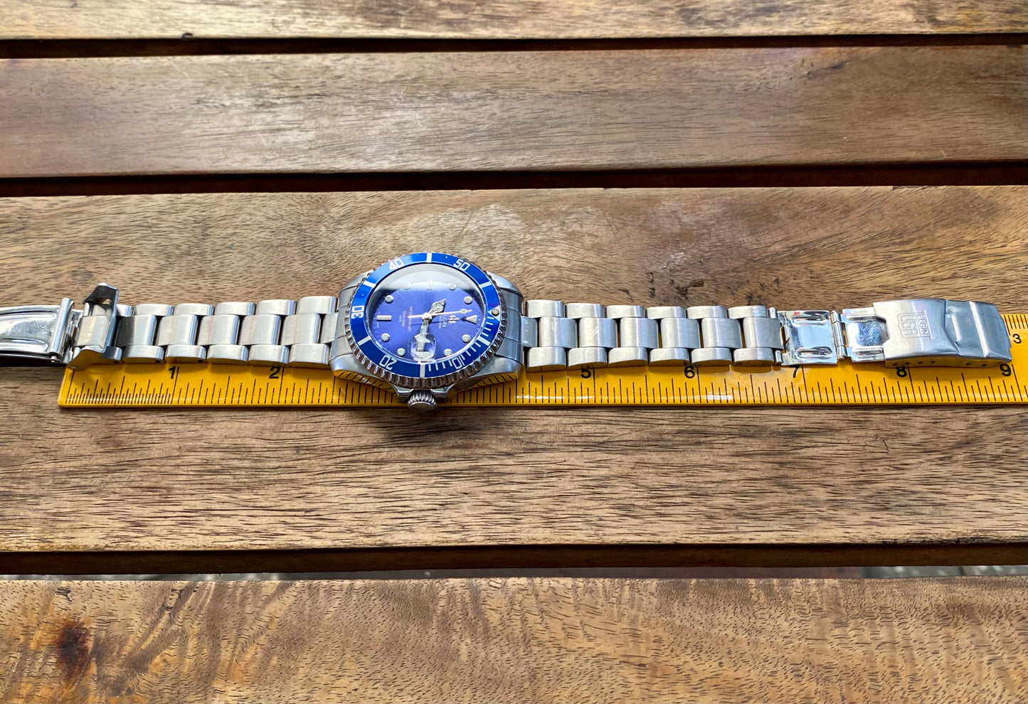 COMING SOON! SERVICED Vintage May 1990 Elgin Treasure International Deep Sea FK-531N-SL Blue Automatic Diving Watch Rotating Bezel and Original Bracelet - PRE-ORDER NOW!