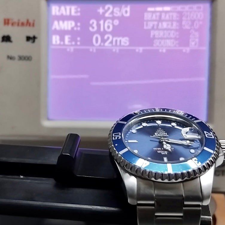 COMING SOON! SERVICED Vintage May 1990 Elgin Treasure International Deep Sea FK-531N-SL Blue Automatic Diving Watch Rotating Bezel and Original Bracelet - PRE-ORDER NOW!