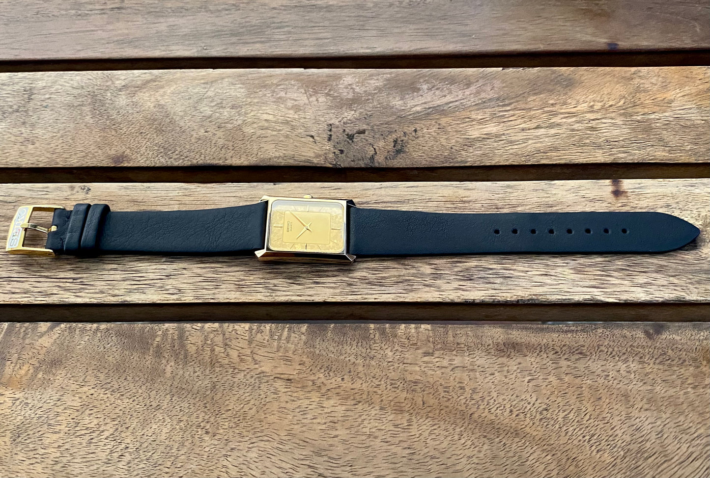 COMING SOON! Rare Vintage May 1984 Seiko Quartz Tank 7430-5230 Gold Flake Dial with GHA Case PRE-ORDER NOW!