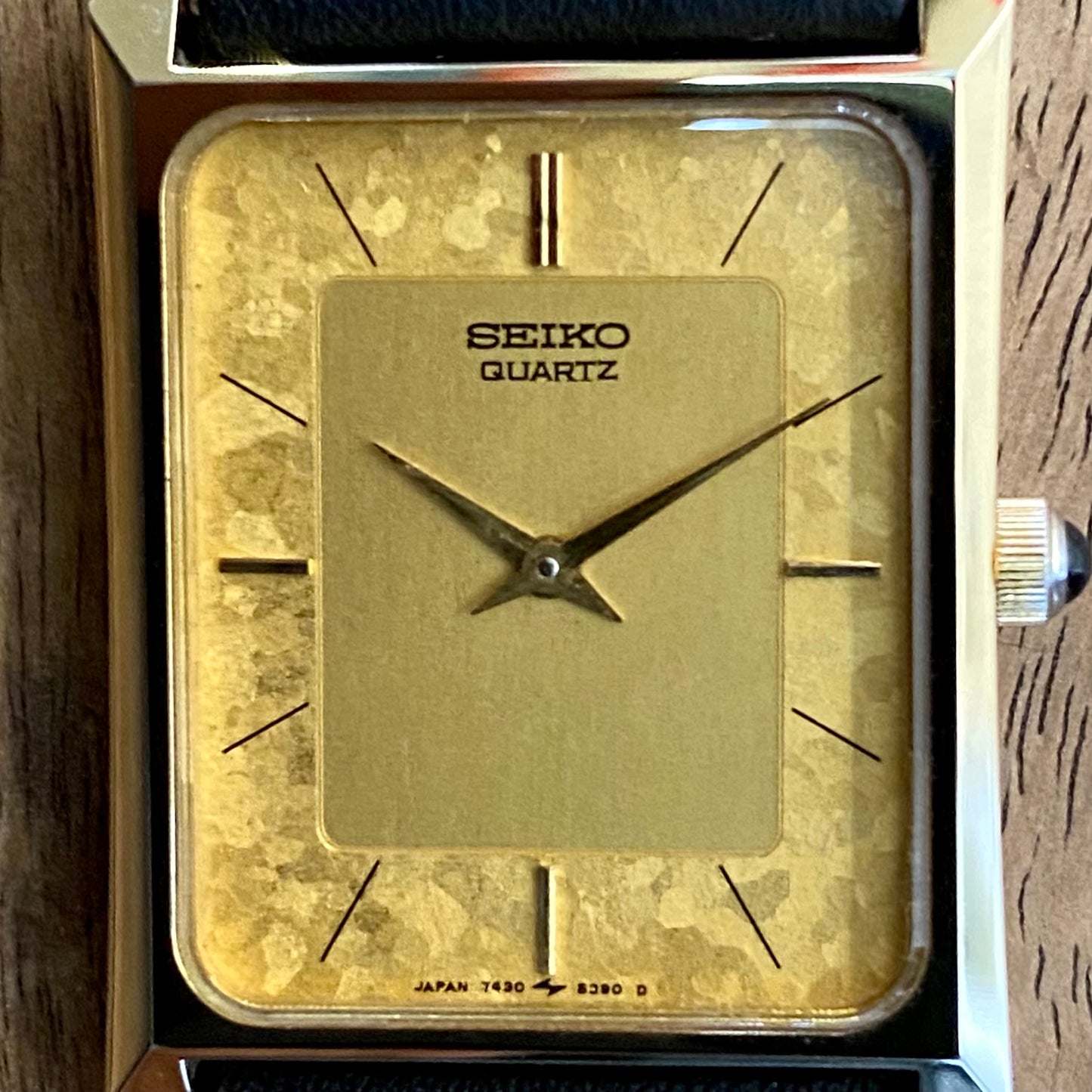 COMING SOON! Rare Vintage May 1984 Seiko Quartz Tank 7430-5230 Gold Flake Dial with GHA Case PRE-ORDER NOW!