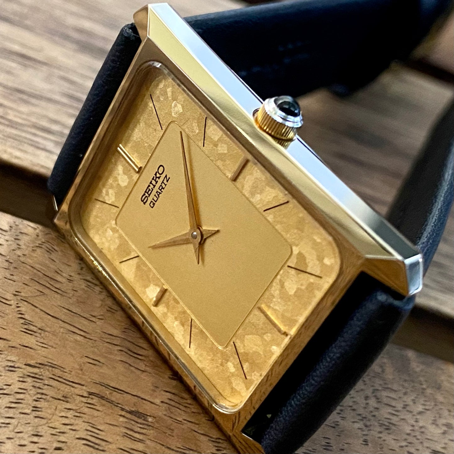 COMING SOON! Rare Vintage May 1984 Seiko Quartz Tank 7430-5230 Gold Flake Dial with GHA Case PRE-ORDER NOW!