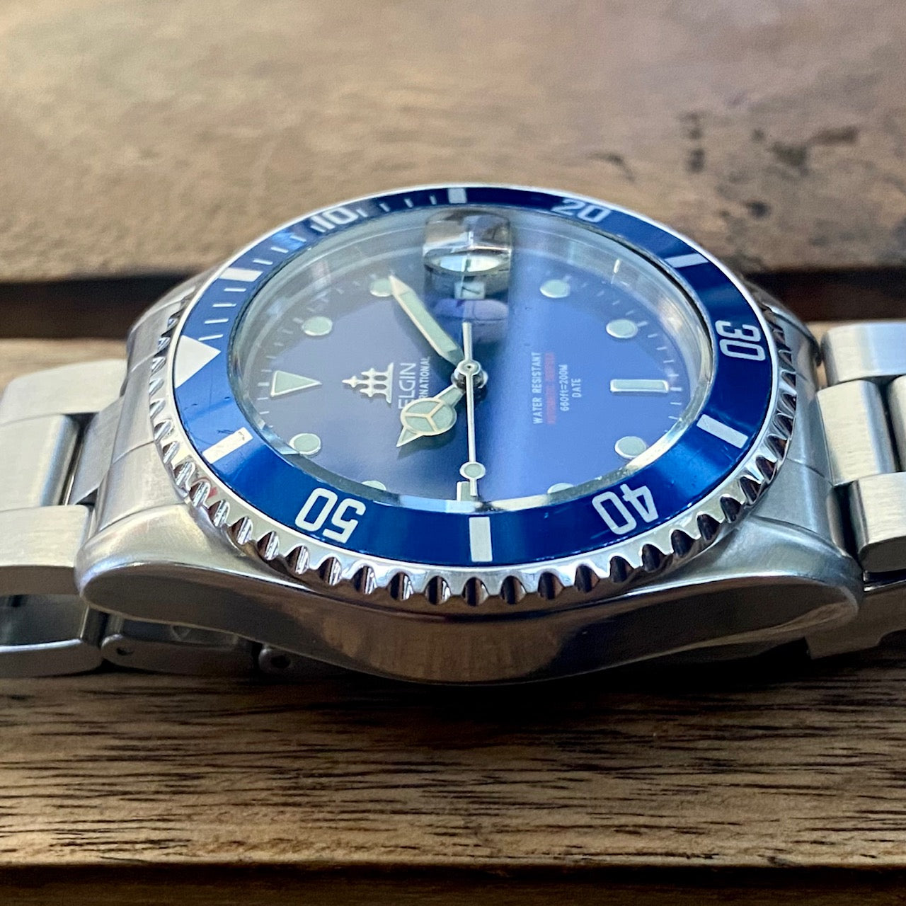 COMING SOON! SERVICED Vintage September 1990 Elgin Deep Sea International FL-531N-SL Blue Automatic Diving Watch - PRE-ORDER NOW!