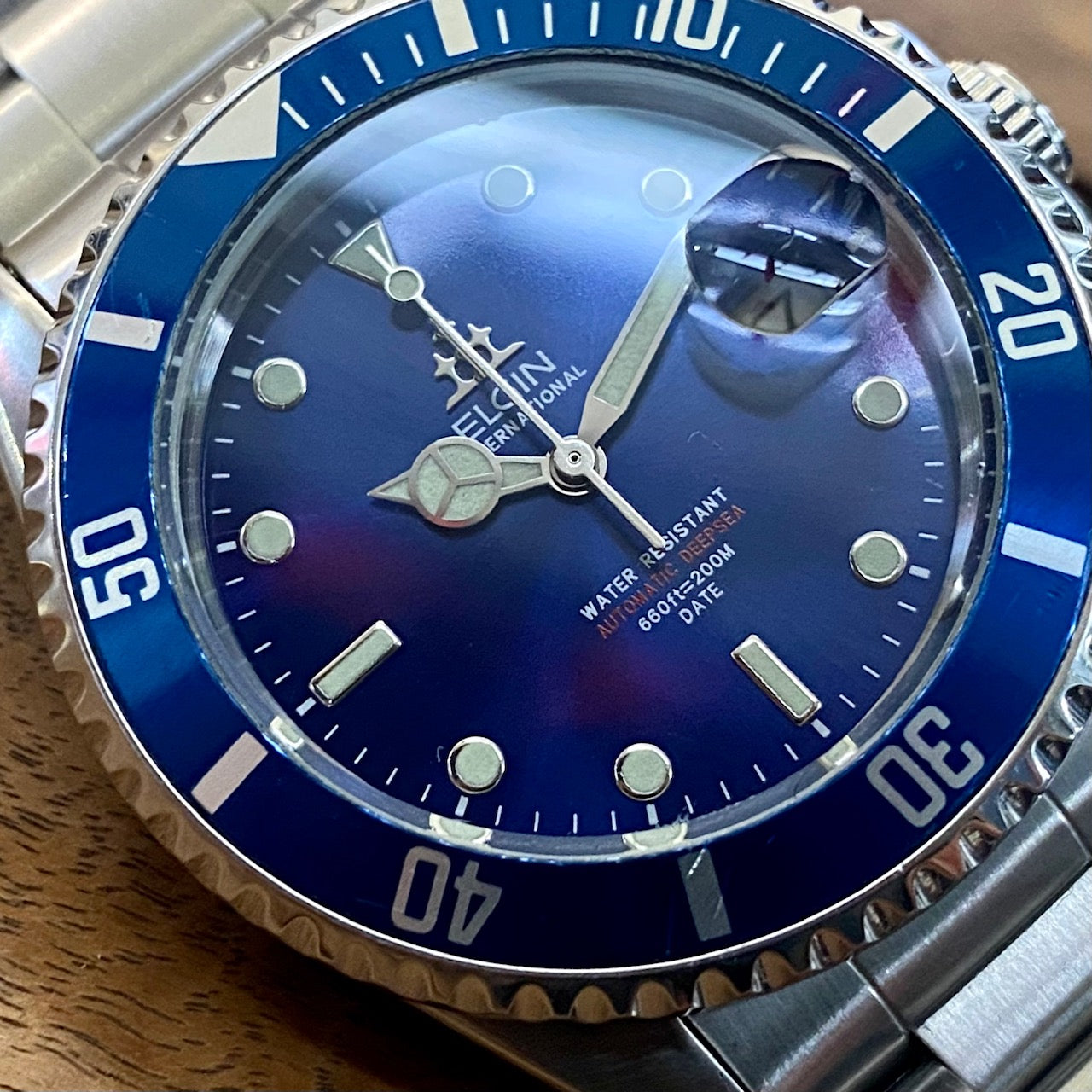 COMING SOON! SERVICED Vintage September 1990 Elgin Deep Sea International FL-531N-SL Blue Automatic Diving Watch - PRE-ORDER NOW!