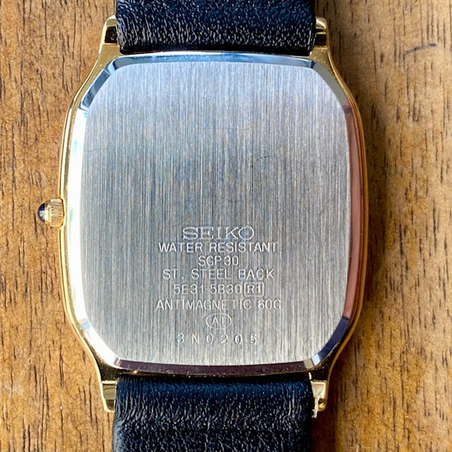 Vintage November 1993 Seiko Dolce Quartz Tank 5E31-5B30 Gold Plate SGP30