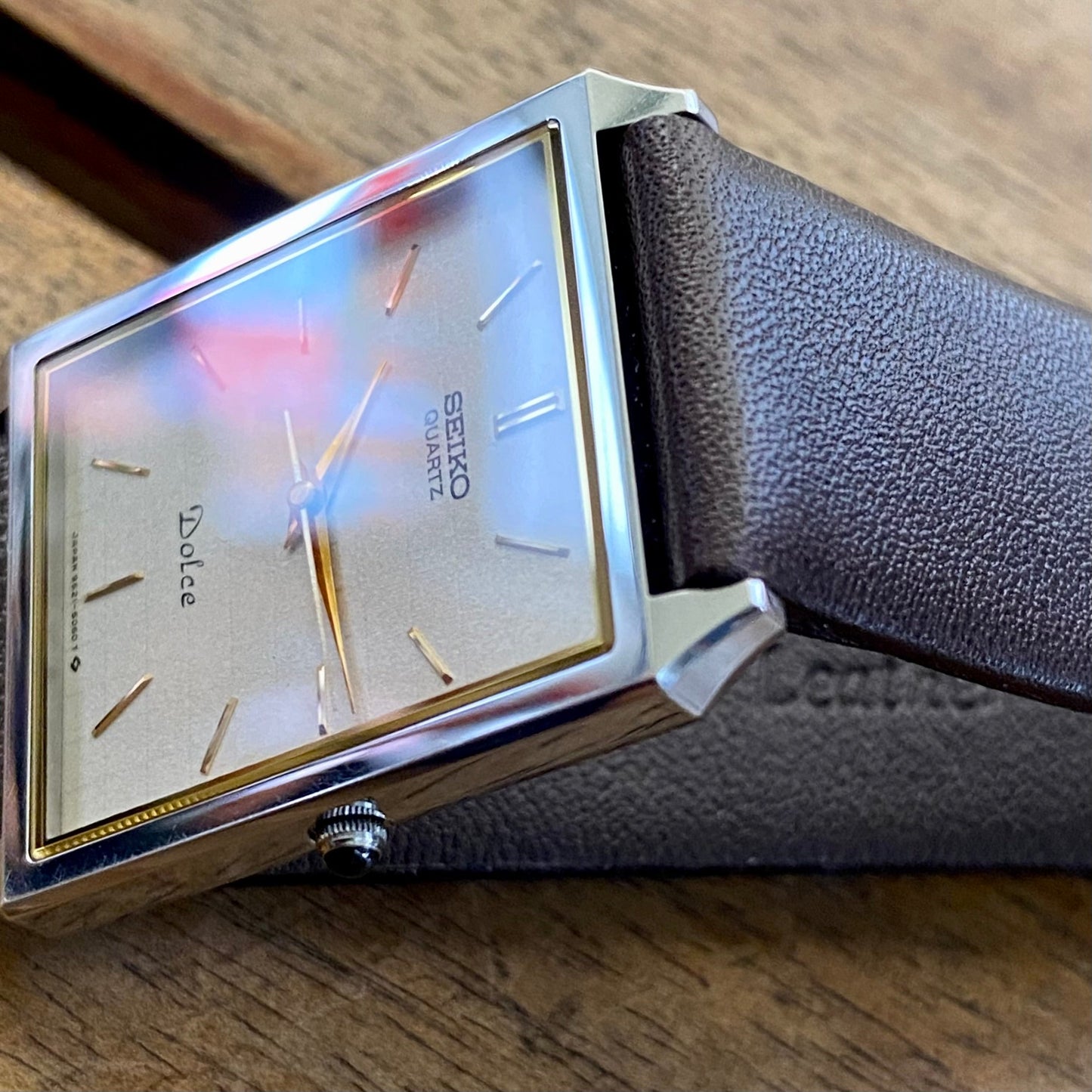 Vintage June 1985 SHA Seiko Dolce Tank Quartz 9521-5050 - Rare Graph Dial UK VINTAGE WATCH LTD