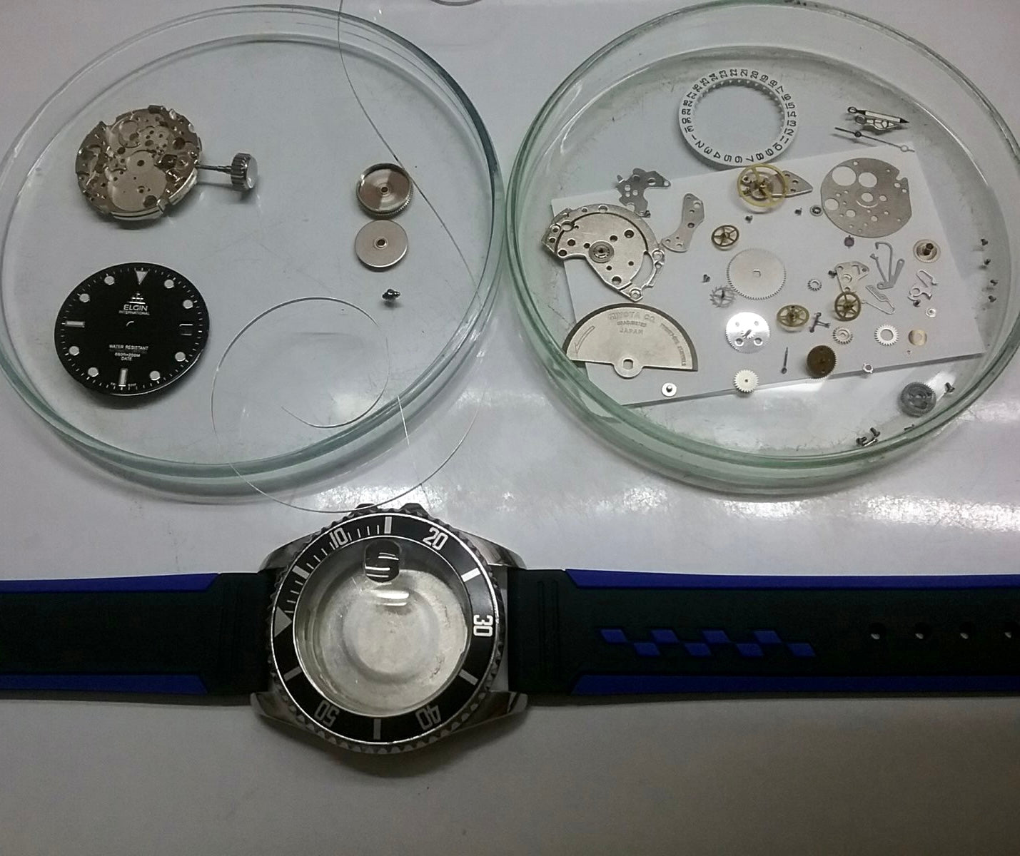 SERVICED Elgin Treasure International Deep Sea FK-531-F Automatic Diving Watch Rotating Bezel 42.3mm x 47mm
