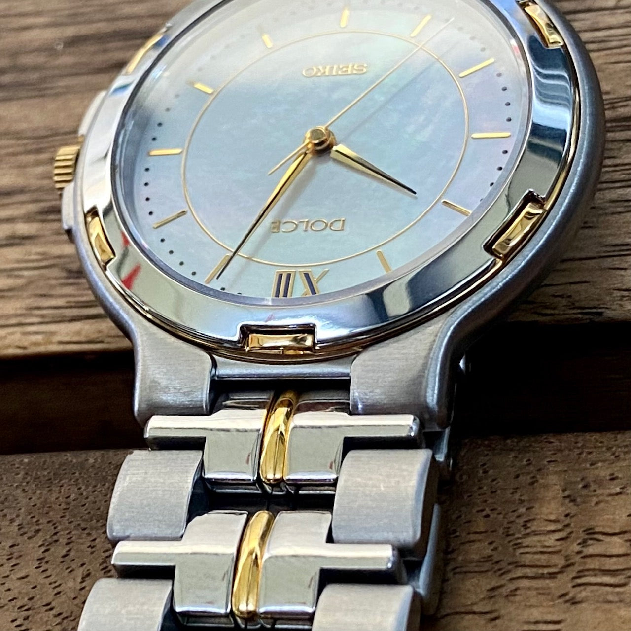 COMING SOON! Vintage April 1992 Seiko Dolce Quartz 5E31-6D50 with Mother of Pearl Dial and Ladder Bracelet! - PRE ORDER NOW!