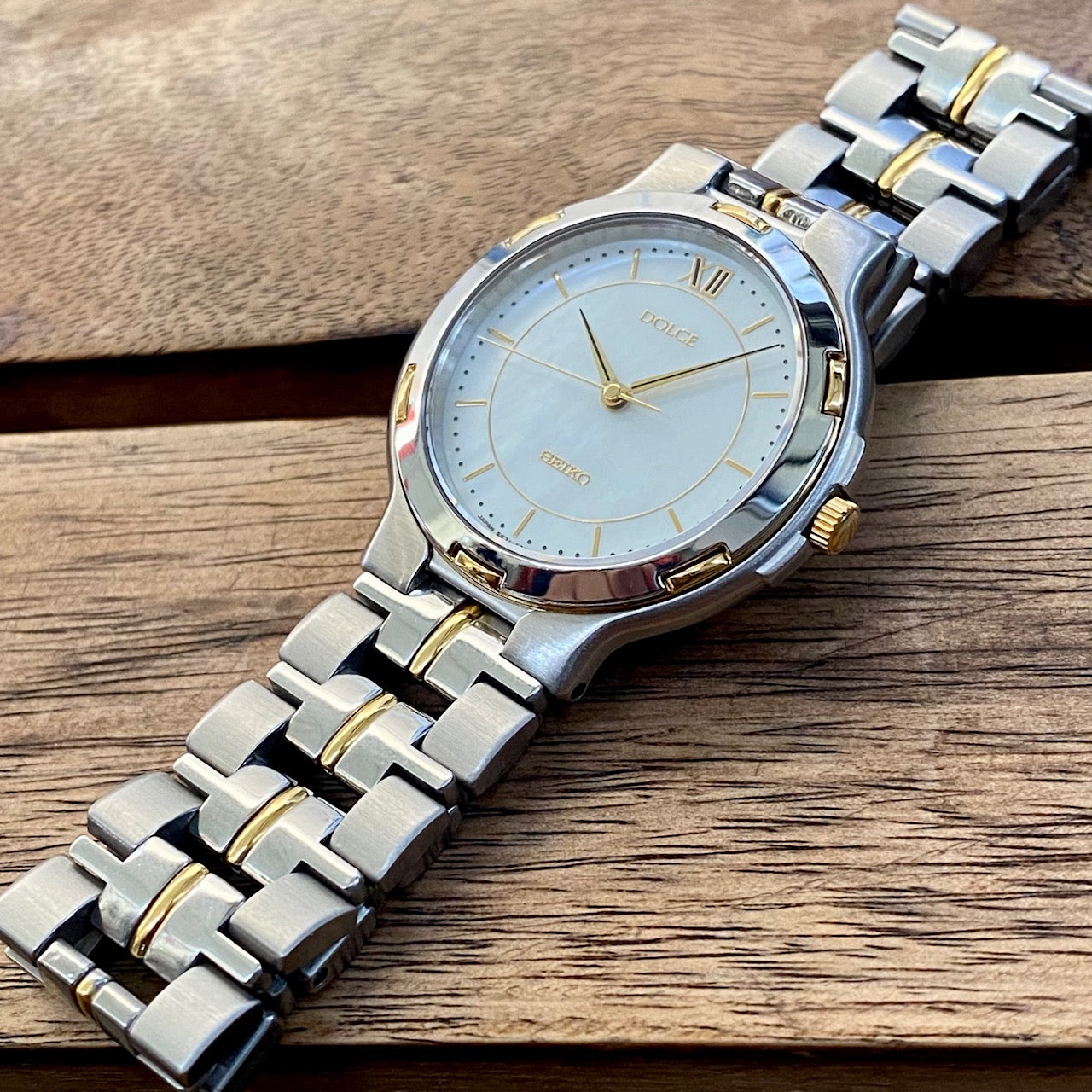 COMING SOON! Vintage April 1992 Seiko Dolce Quartz 5E31-6D50 with Mother of Pearl Dial and Ladder Bracelet! - PRE ORDER NOW!