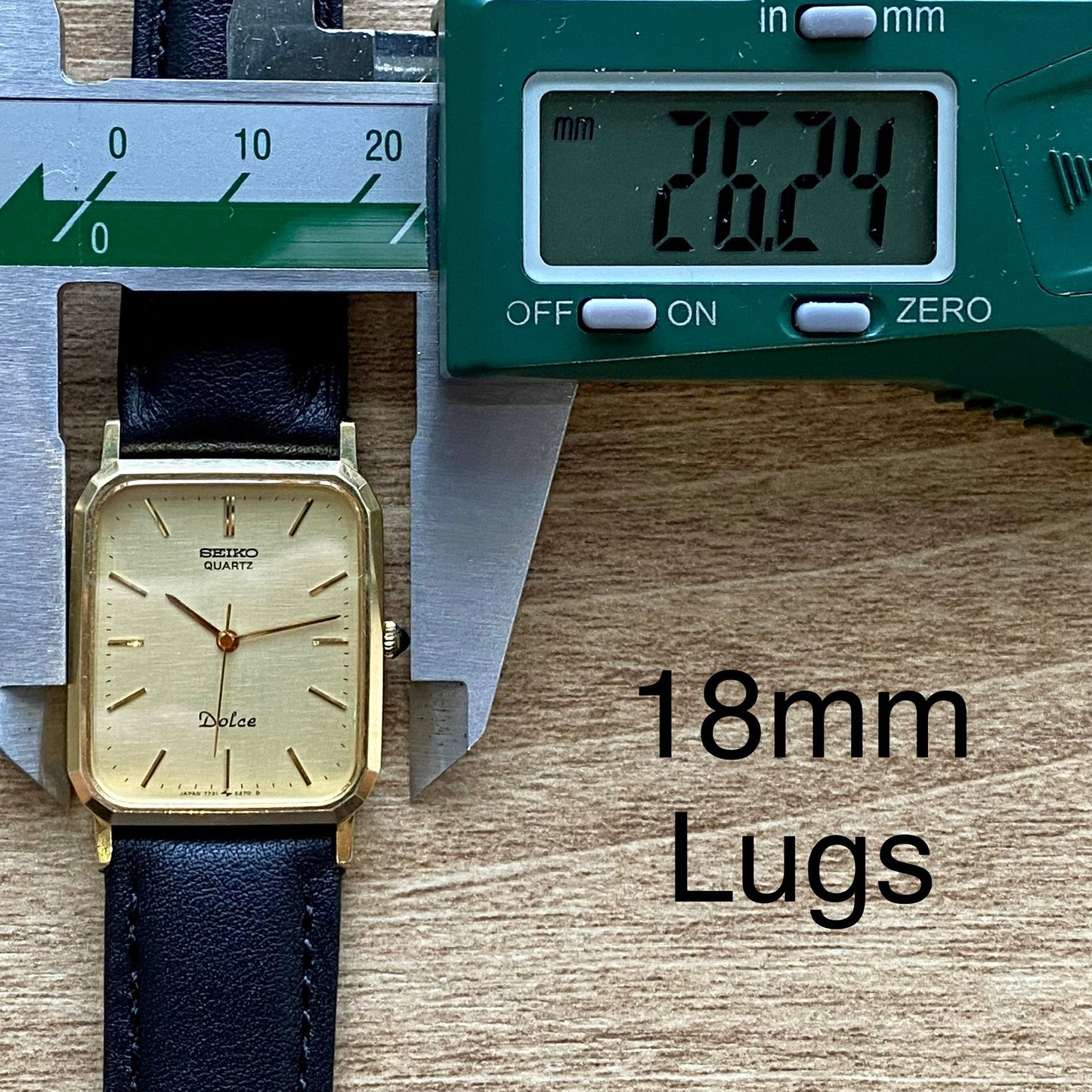 Vintage January 1997 Seiko Quartz Dolce 7731-5240 Tank - Champagne Linen Dial UK VINTAGE WATCH LTD