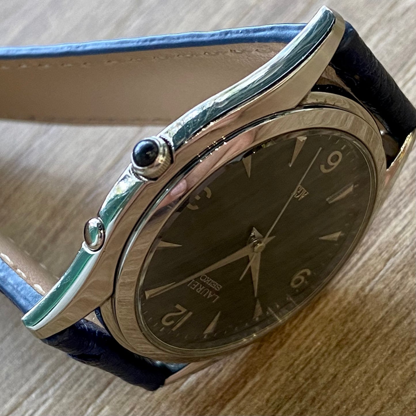 RARE Vintage September 1995 Seiko Laurel AGS 4M21-0A60 - Midnight Blue Dial - UK VINTAGE WATCH LTD