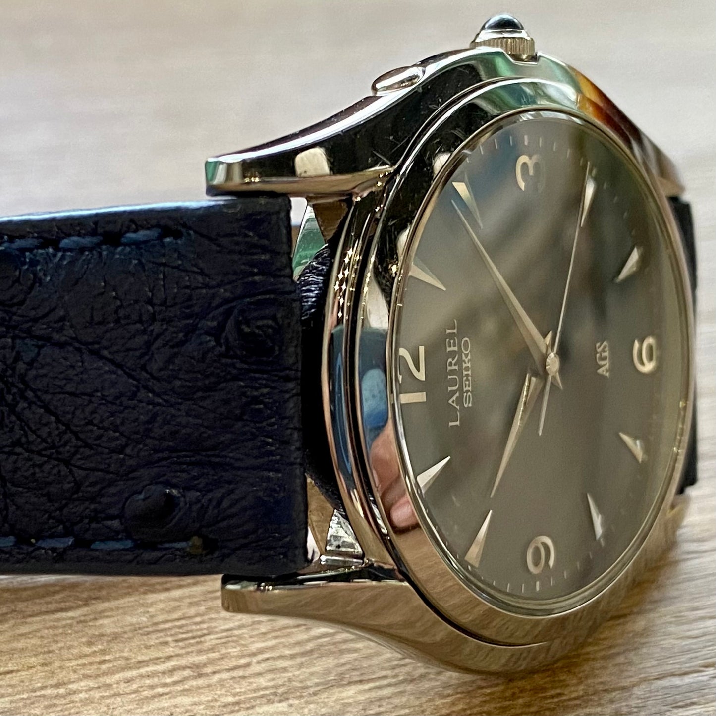 RARE Vintage September 1995 Seiko Laurel AGS 4M21-0A60 - Midnight Blue Dial - UK VINTAGE WATCH LTD