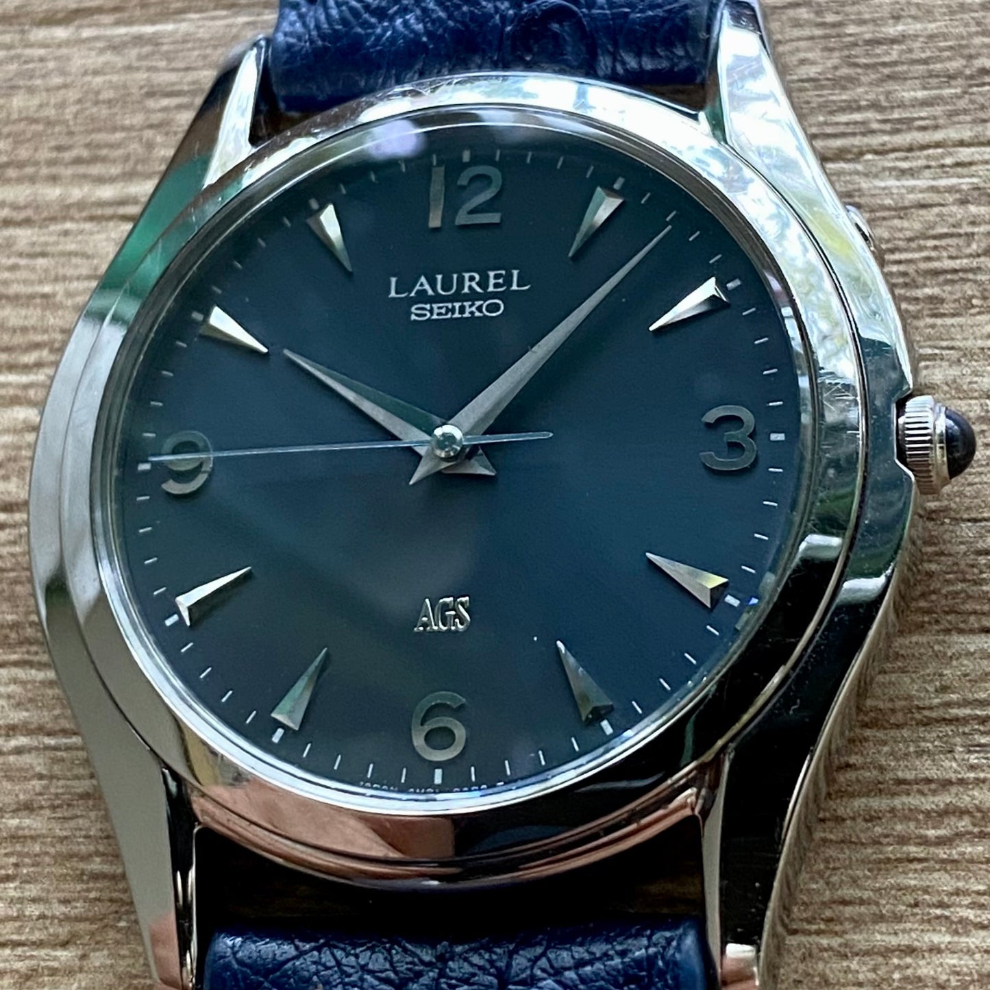 RARE Vintage September 1995 Seiko Laurel AGS 4M21-0A60 - Midnight Blue Dial - UK VINTAGE WATCH LTD