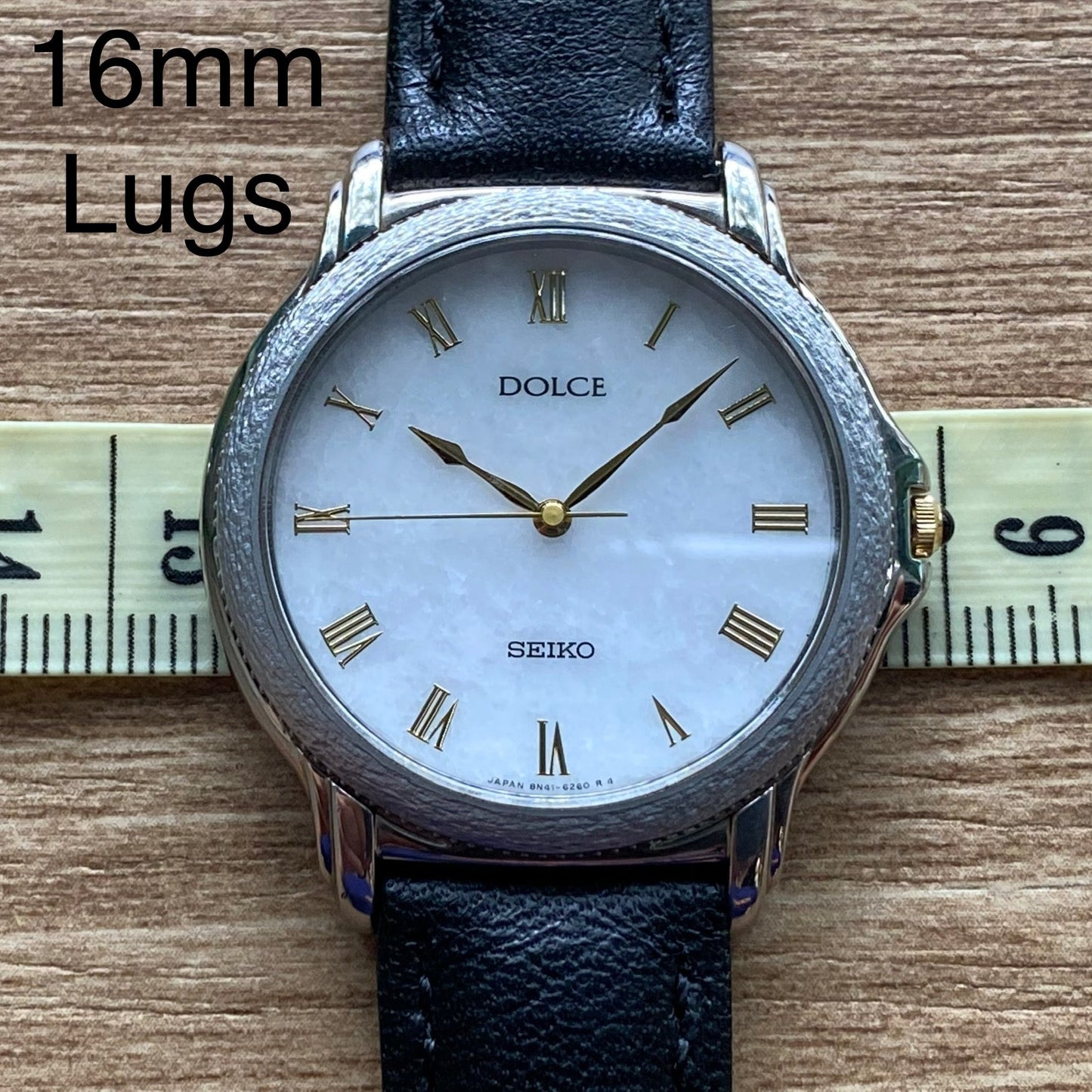 Vintage March 1992 Seiko Dolce Quartz 8N41-6180 Mother of Pearl Dial – Hammered Case UK VINTAGE WATCH LTD