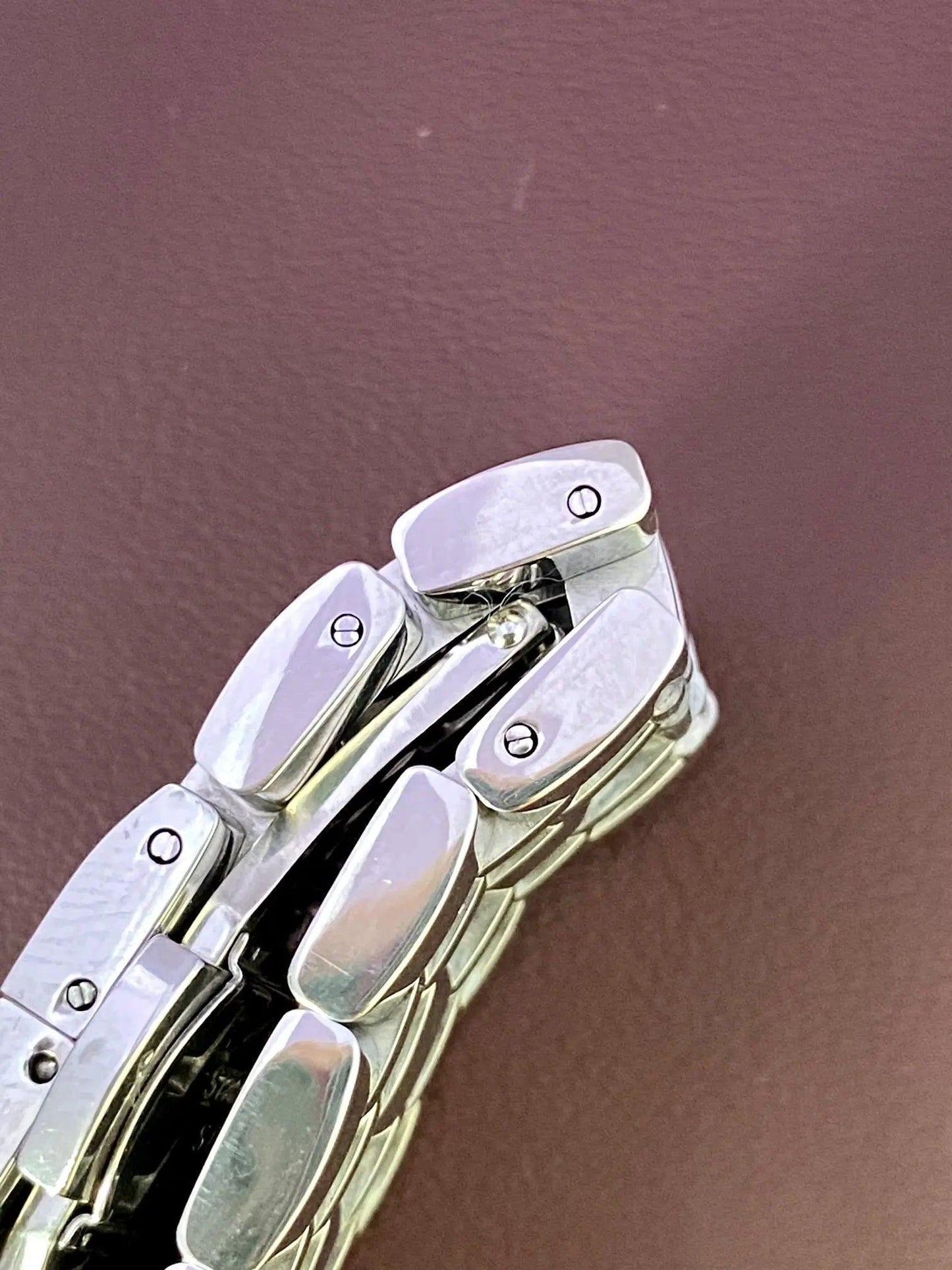 19mm Stainless Steel Double Beads of Rice Straight End Watch Bracelet UK VINTAGE WATCH LTD