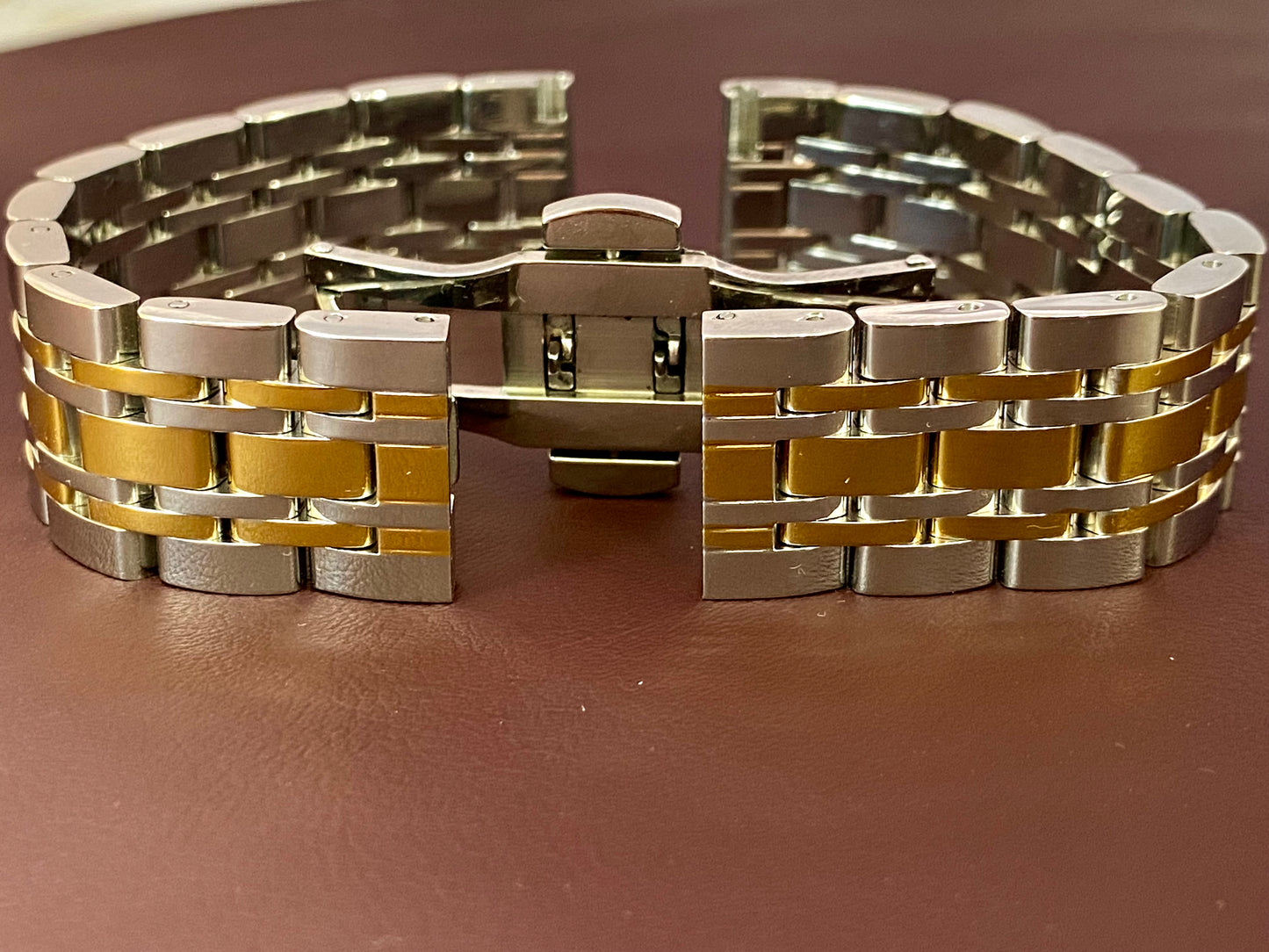 COMING SOON! 18mm 2-Tone Stainless Steel Solid Straight End Polished Replacement Watch Bracelet