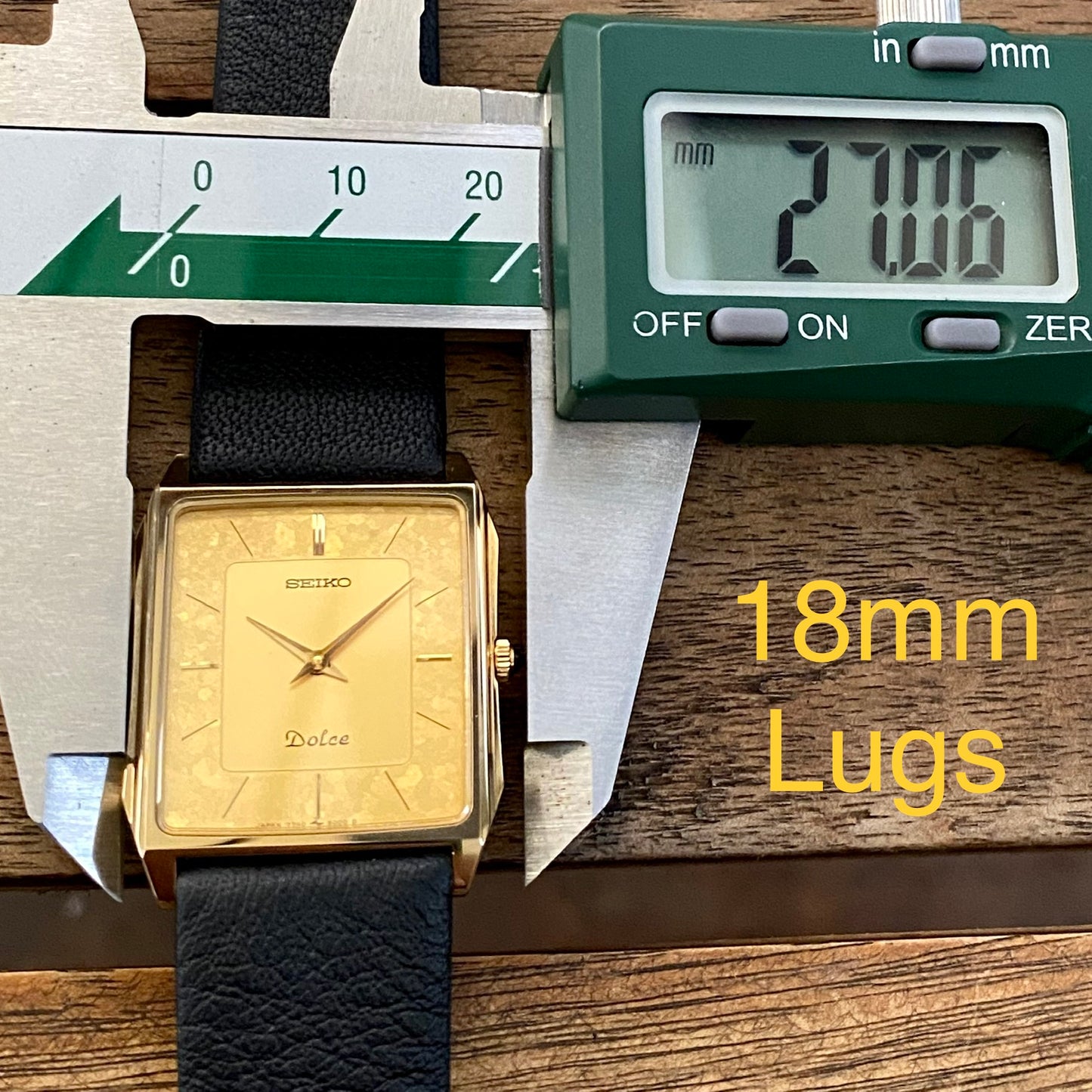 Vintage April 1987 Seiko Quartz 7740-5000 Double Square Gold Flake Dial - Nickel Alloy