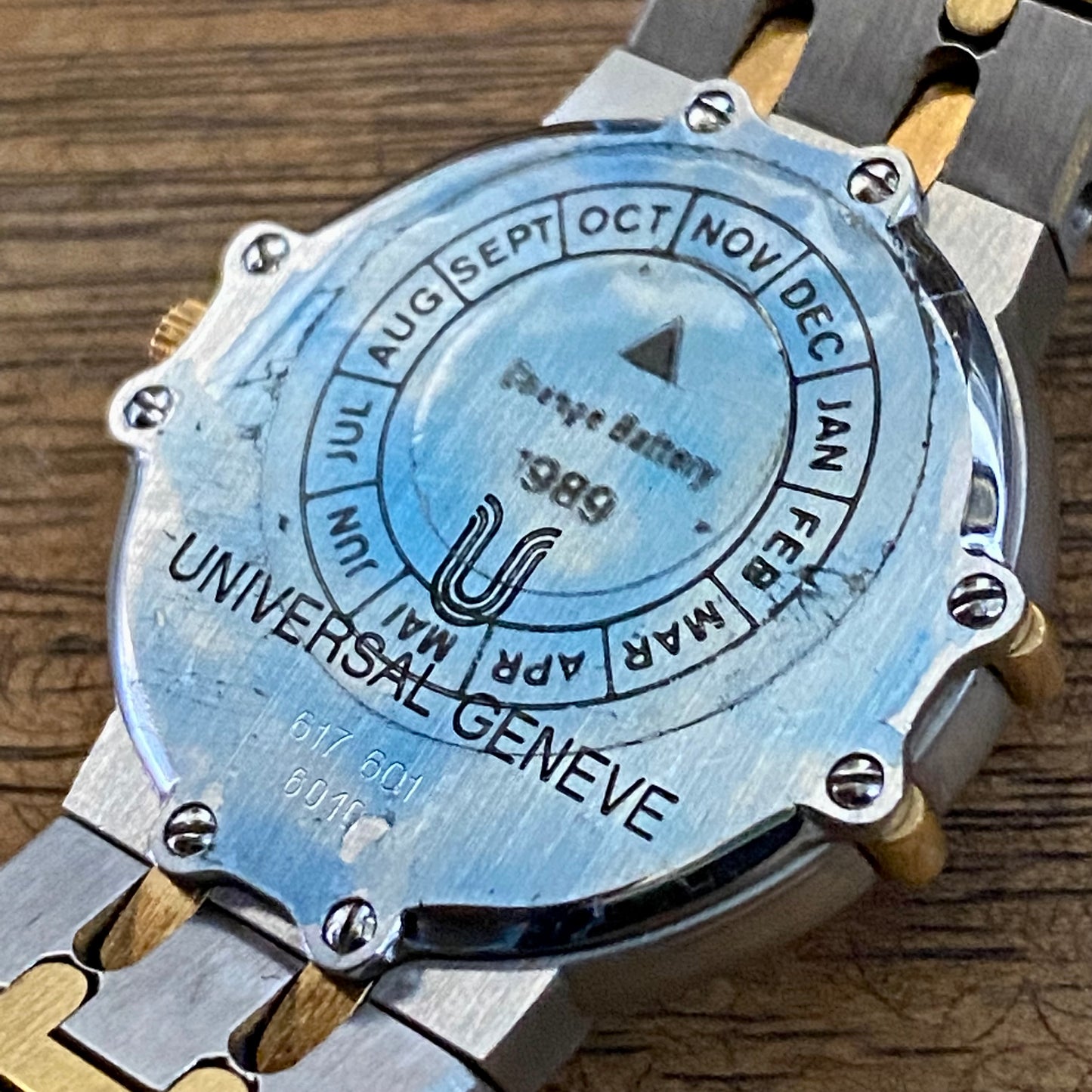 ABSURDLY RARE Vintage 1989 Universal Geneve 617 601 Country Club Quartz Steel & Gold 14K or Limited Edition