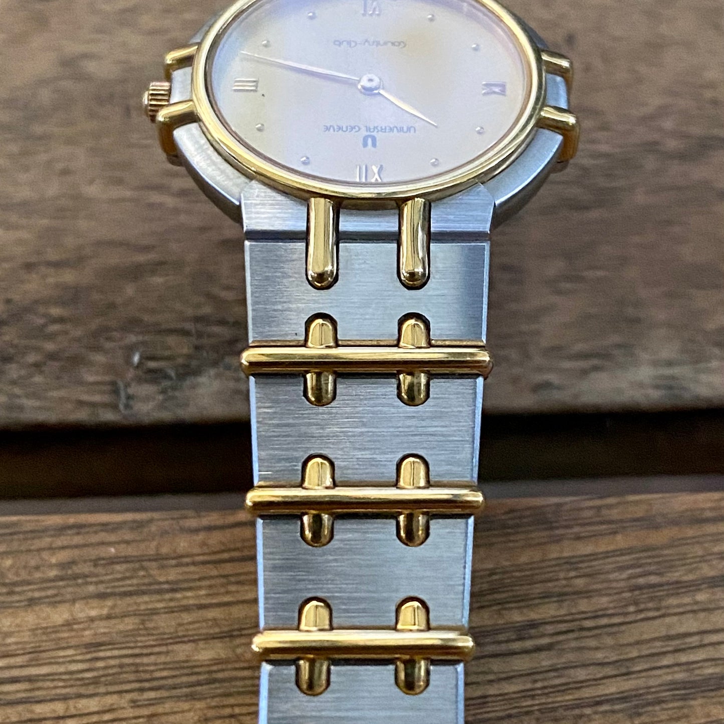 ABSURDLY RARE Vintage 1989 Universal Geneve 617 601 Country Club Quartz Steel & Gold 14K or Limited Edition