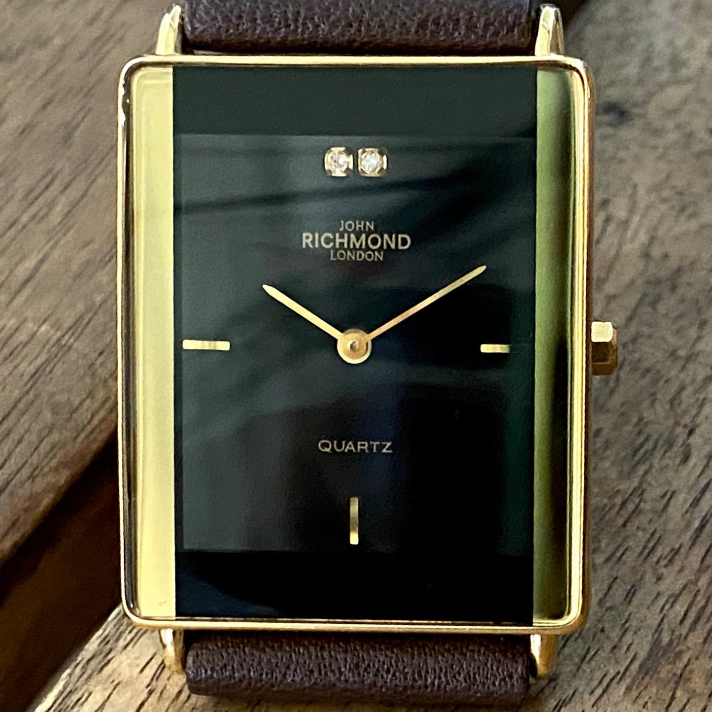 RARE Vintage 1999 John Richmond London JRM-7M Black, 2 real diamonds UK VINTAGE WATCH LTD