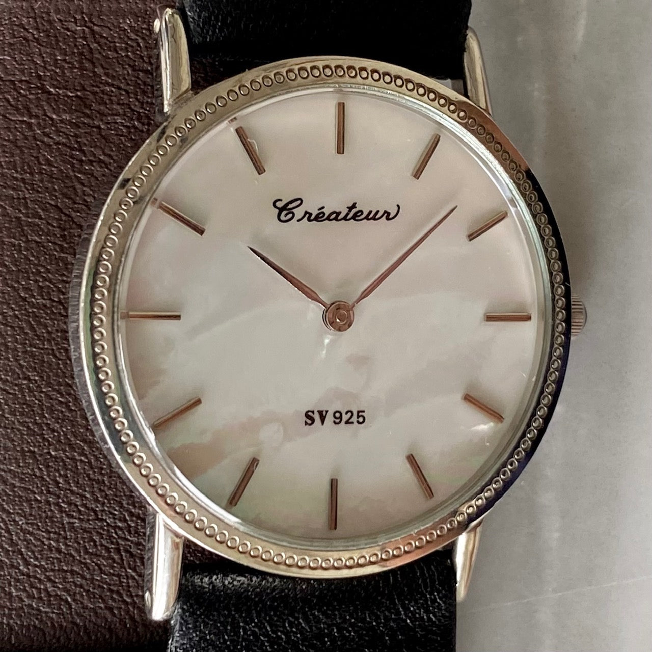Vintage Createur Quartz SV IS201 925 Sterling Silver, Pearl, 1970s UK VINTAGE WATCH LTD