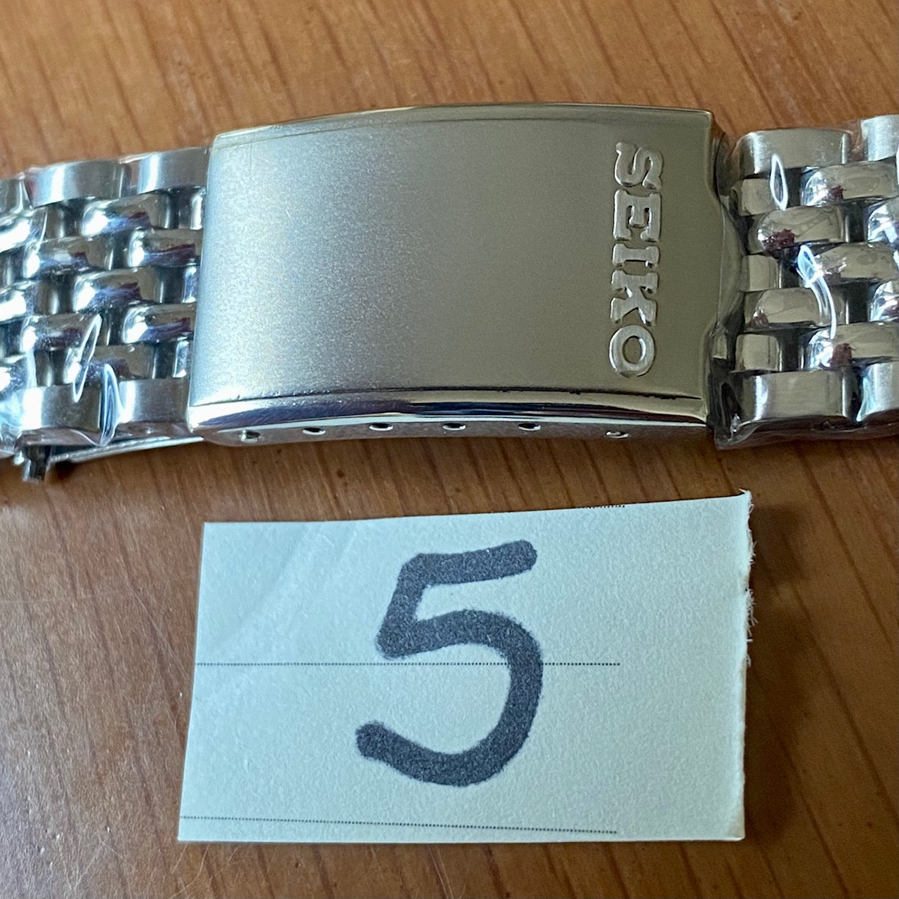 18mm Curved-End Rounded Beads of Rice Bracelet with Original Vintage Seiko Clasp - Bracelet 5