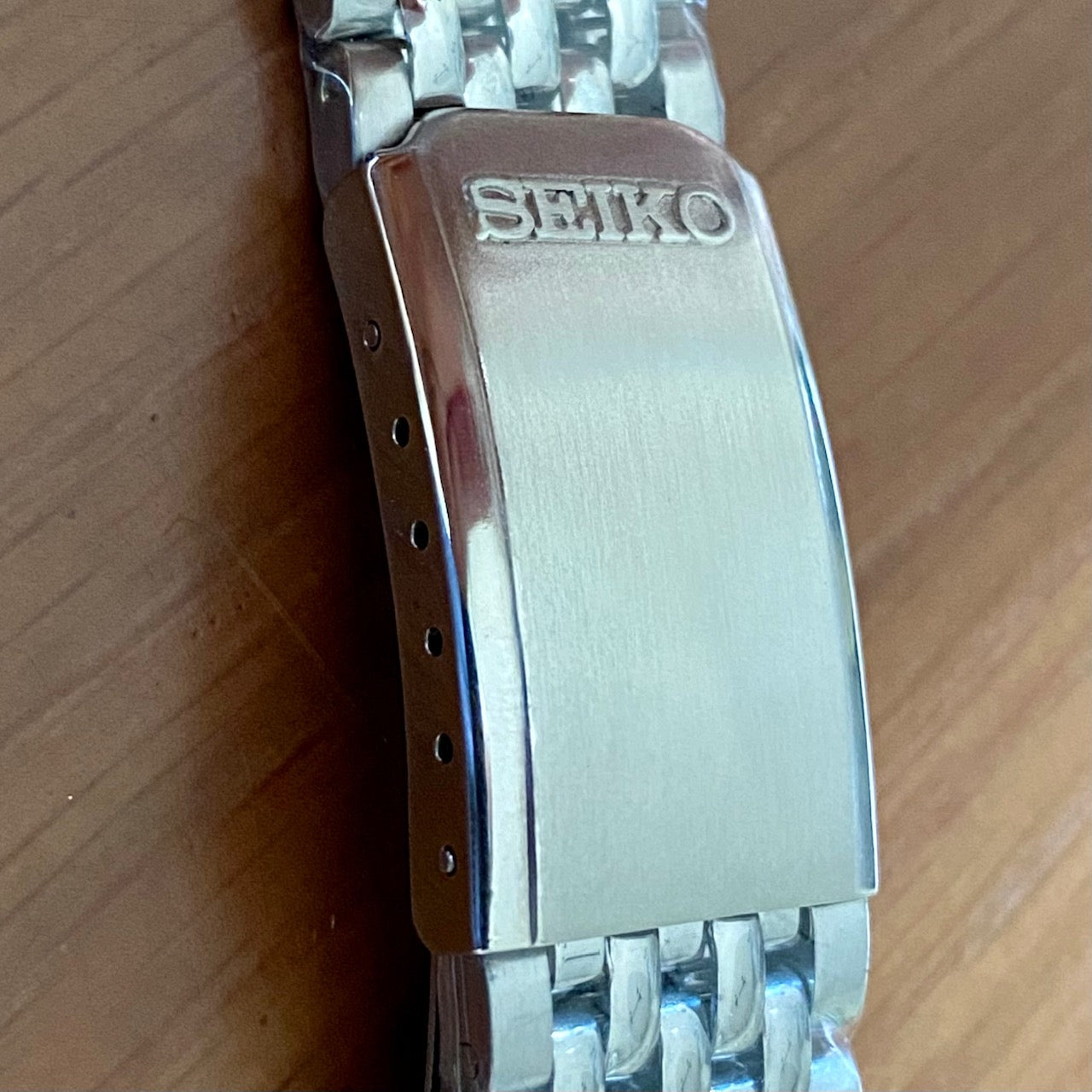 18mm Curved-End Rounded Beads of Rice Bracelet with Original Vintage Seiko Clasp - Bracelet 3