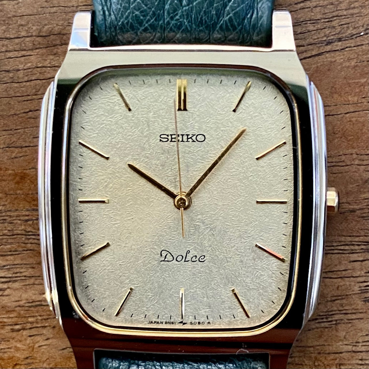 Vintage Seiko Quartz Dolce Tank 8N41-5070 Tungsten, April 1991