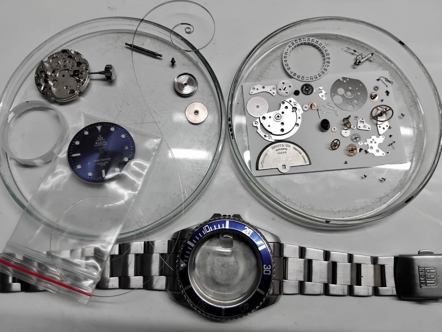 COMING SOON! SERVICED Vintage March 1991 Elgin Treasure International Deep Sea FK-531N-SL Blue Automatic Diving Watch Rotating Bezel and Original Bracelet