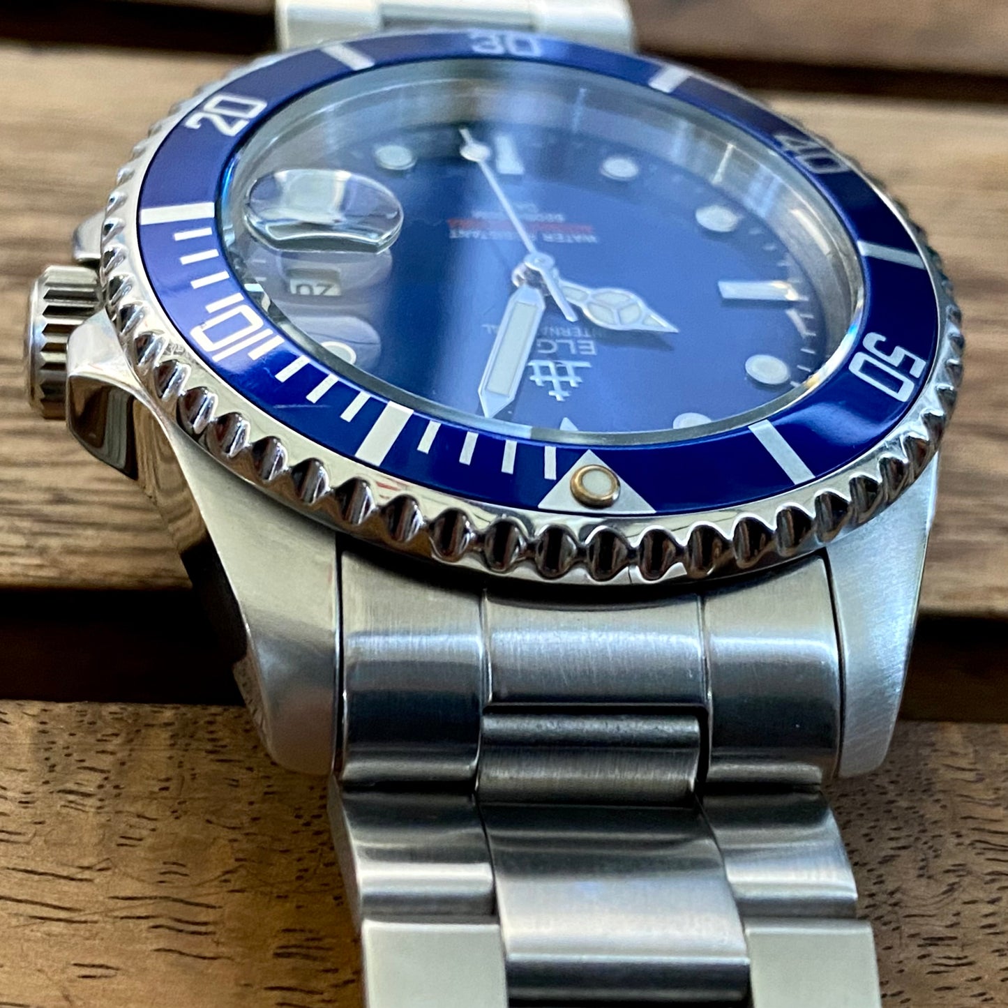 COMING SOON! SERVICED Vintage March 1991 Elgin Treasure International Deep Sea FK-531N-SL Blue Automatic Diving Watch Rotating Bezel and Original Bracelet