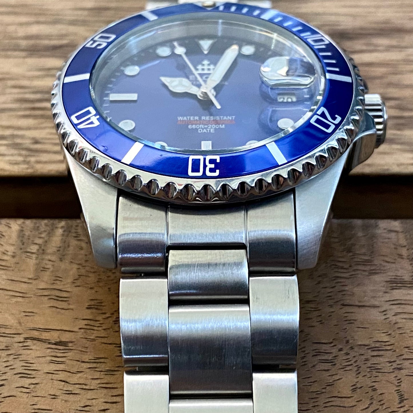 COMING SOON! SERVICED Vintage March 1991 Elgin Treasure International Deep Sea FK-531N-SL Blue Automatic Diving Watch Rotating Bezel and Original Bracelet