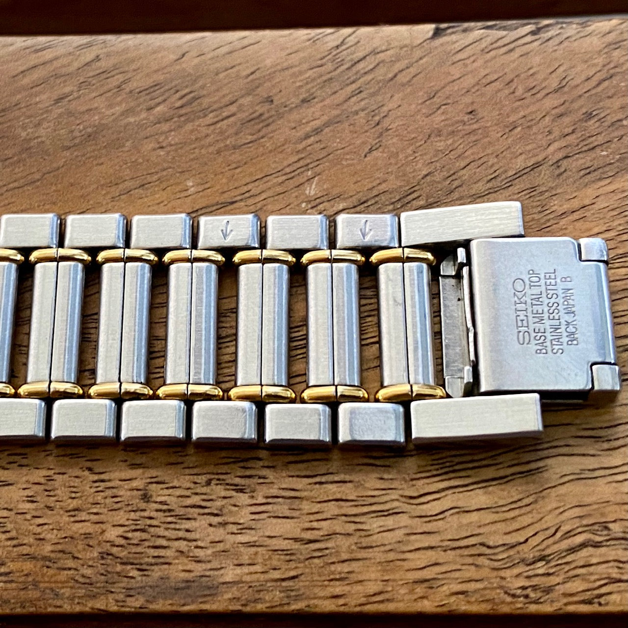 COMING SOON! Vintage June 1997 Seiko Dolce Quartz 7741-6050 2-Tone Tank with Ladder Bracelet and Black Sapphire Crown - Pre-order now!