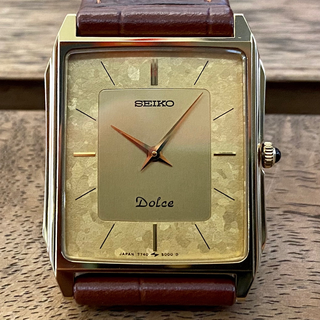 COMING SOON! Vintage April 1987 Seiko Quartz Dolce 7740-5000 Double Square Gold Flake Dial - Nickel Alloy - Pre-order Now