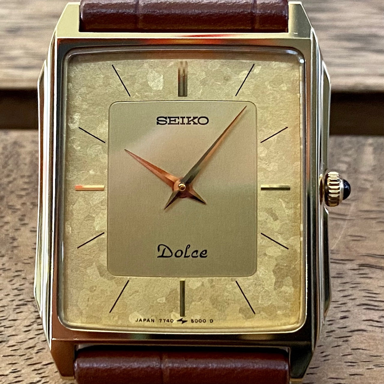 COMING SOON! Vintage April 1987 Seiko Quartz Dolce 7740-5000 Double Square Gold Flake Dial - Nickel Alloy - Pre-order Now