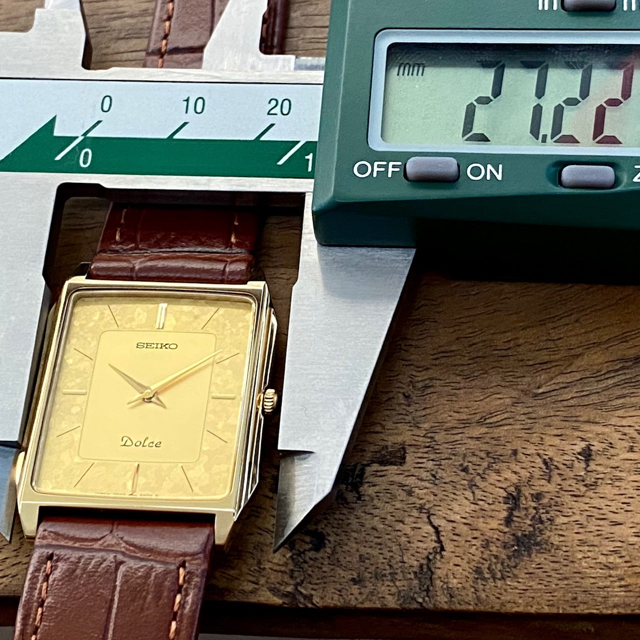 COMING SOON! Vintage April 1987 Seiko Quartz Dolce 7740-5000 Double Square Gold Flake Dial - Nickel Alloy - Pre-order Now