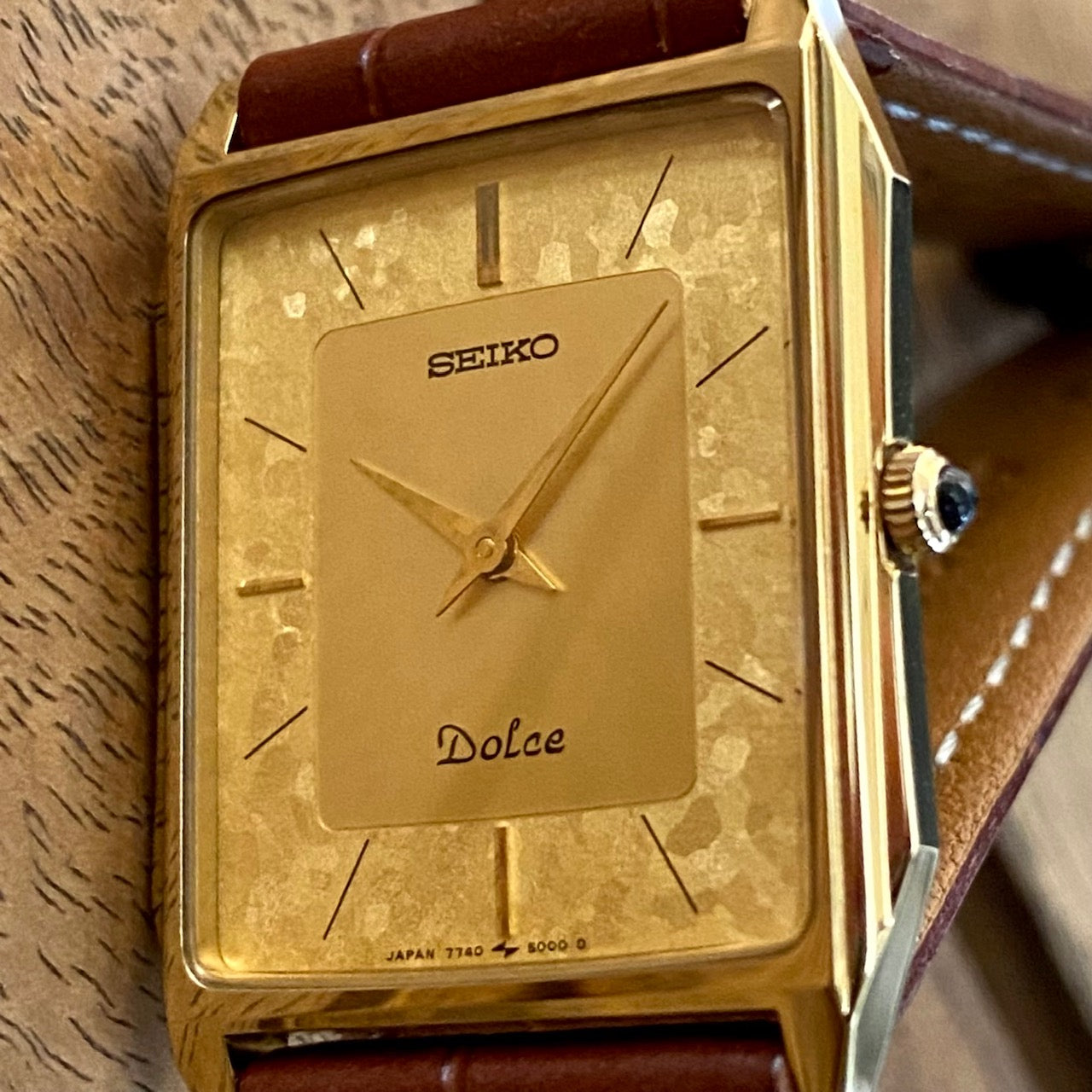 COMING SOON! Vintage April 1987 Seiko Quartz Dolce 7740-5000 Double Square Gold Flake Dial - Nickel Alloy - Pre-order Now