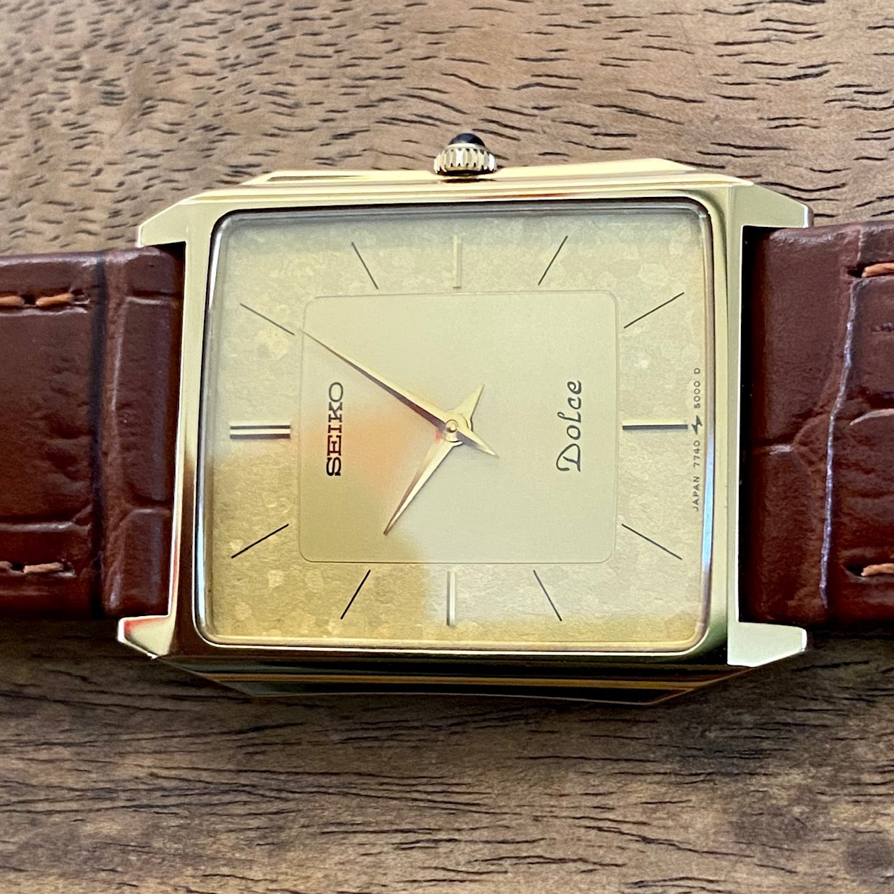 COMING SOON! Vintage April 1987 Seiko Quartz Dolce 7740-5000 Double Square Gold Flake Dial - Nickel Alloy - Pre-order Now