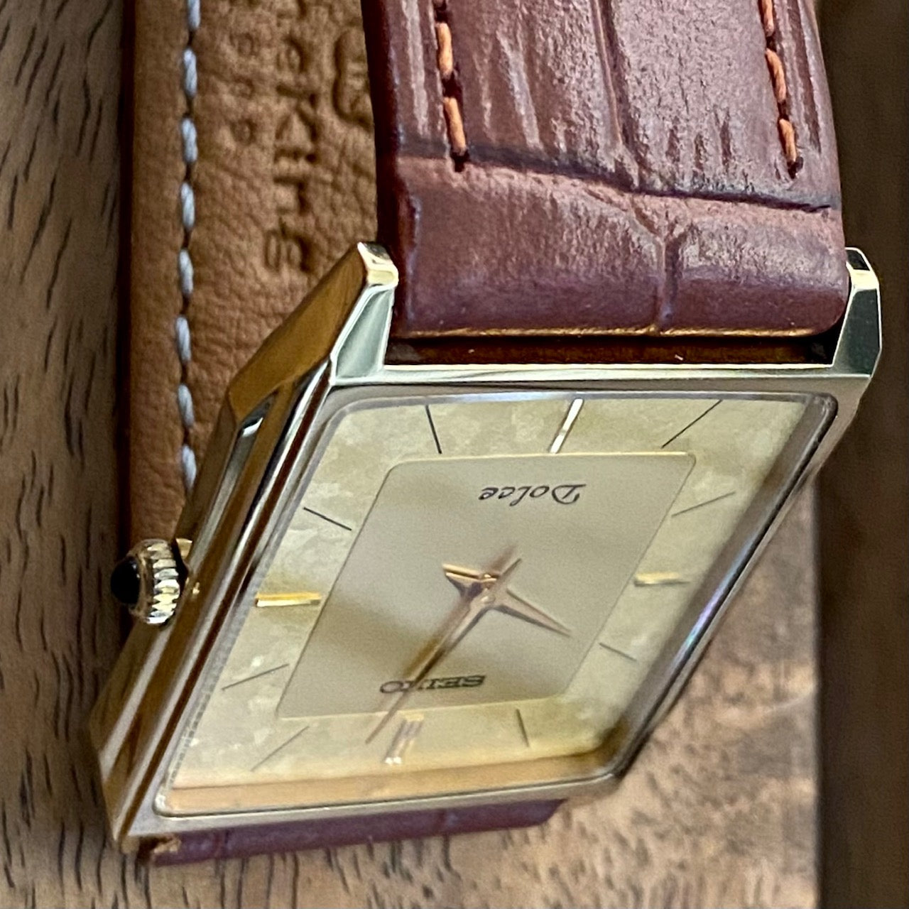 COMING SOON! Vintage April 1987 Seiko Quartz Dolce 7740-5000 Double Square Gold Flake Dial - Nickel Alloy - Pre-order Now