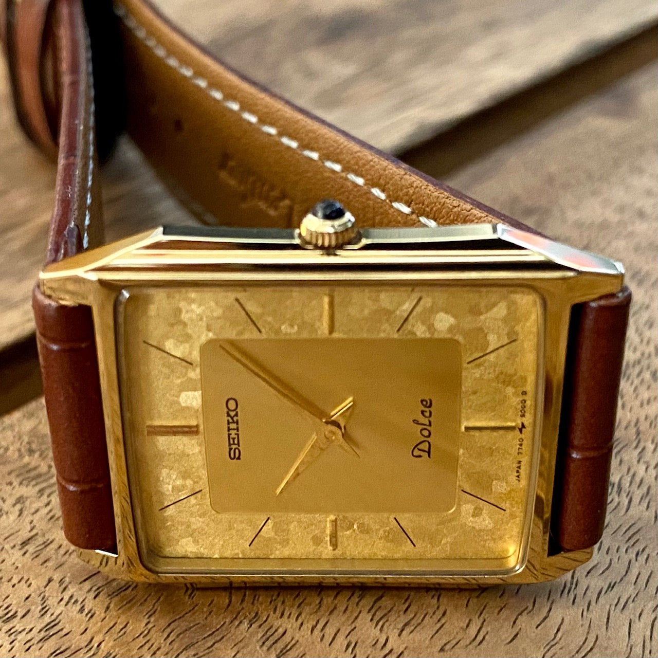 COMING SOON! Vintage April 1987 Seiko Quartz Dolce 7740-5000 Double Square Gold Flake Dial - Nickel Alloy - Pre-order Now