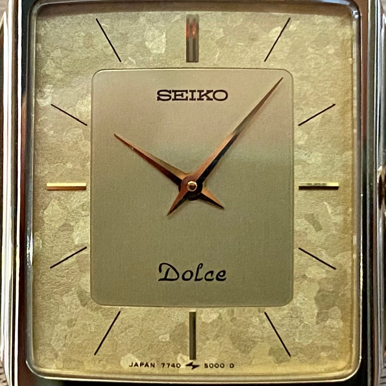 COMING SOON! Vintage April 1987 Seiko Quartz Dolce 7740-5000 Double Square Gold Flake Dial - Nickel Alloy - Pre-order Now