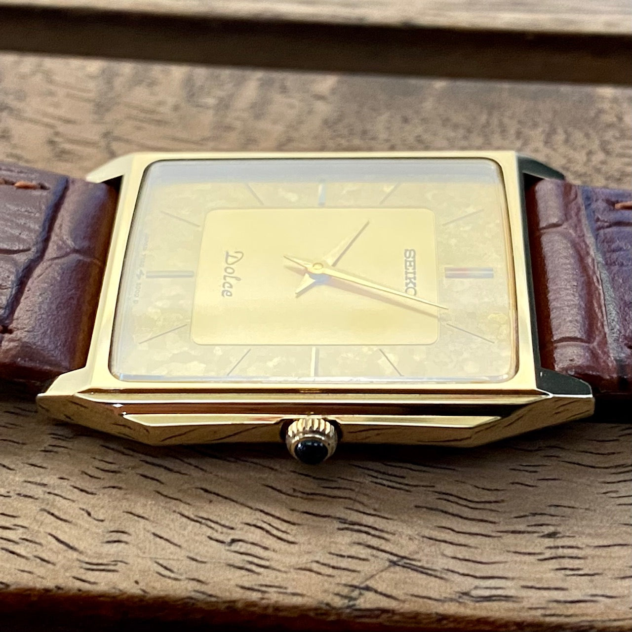COMING SOON! Vintage April 1987 Seiko Quartz Dolce 7740-5000 Double Square Gold Flake Dial - Nickel Alloy - Pre-order Now