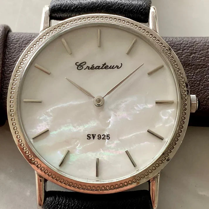 Vintage Createur Quartz SV IS201 925 Sterling Silver, Pearl, 1970s
