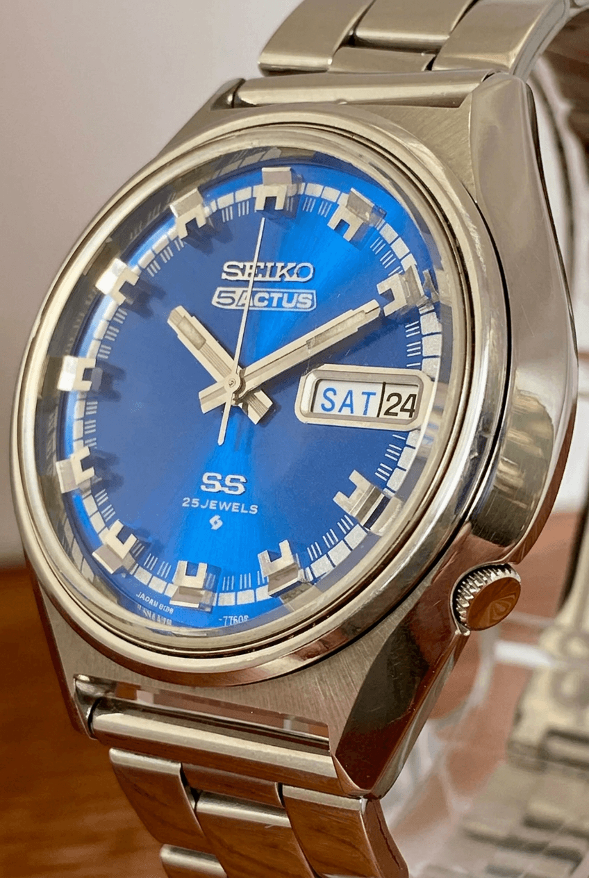 Seiko 5 Actus SS 6106-7580 Blue SERVICED Automatic, February 1973