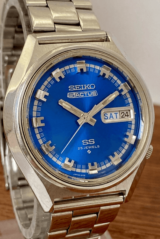 Seiko 5 Actus SS 6106-7580 Blue SERVICED Automatic, February 1973