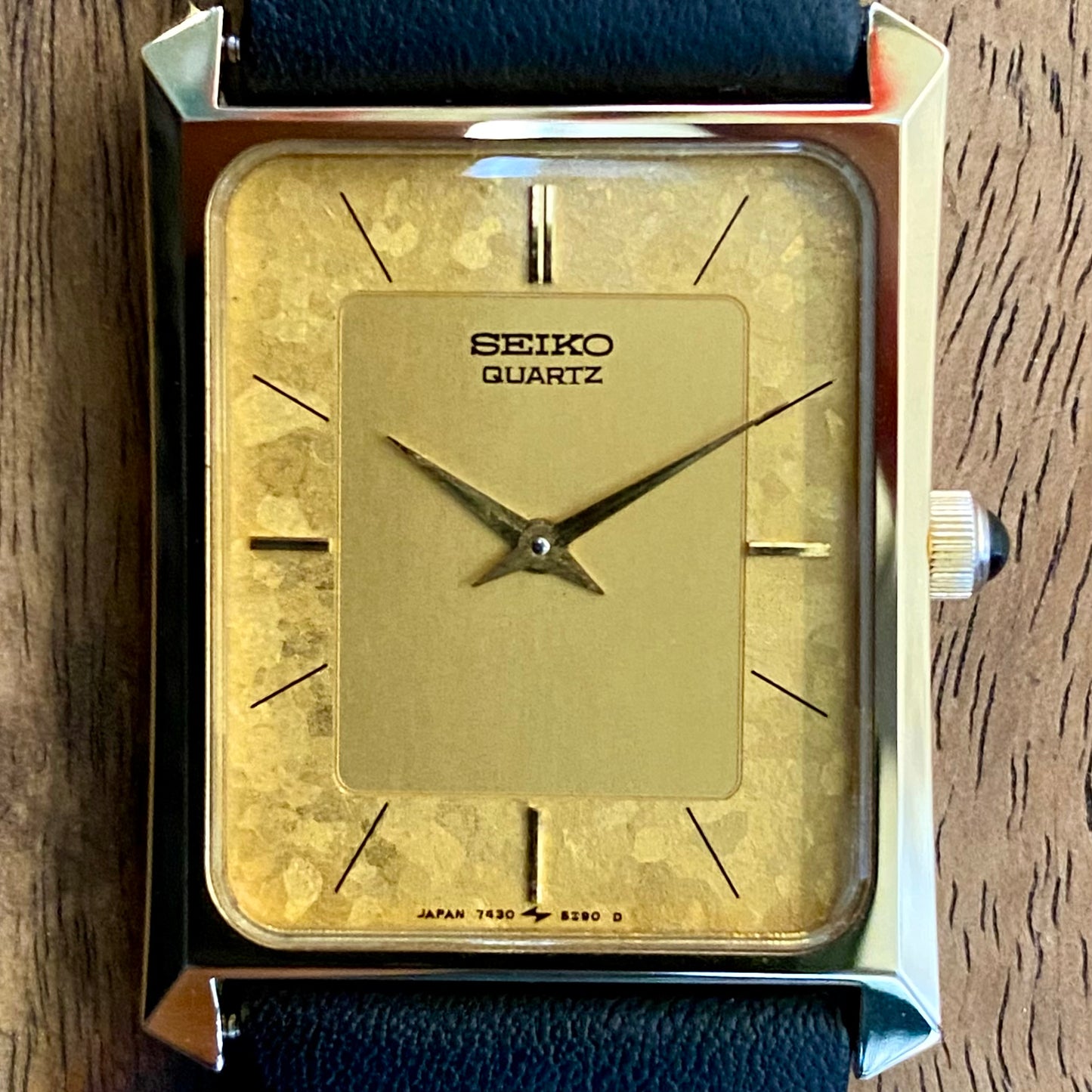 COMING SOON! Rare Vintage May 1984 Seiko Quartz Tank 7430-5230 Gold Flake Dial with GHA Case PRE-ORDER NOW!
