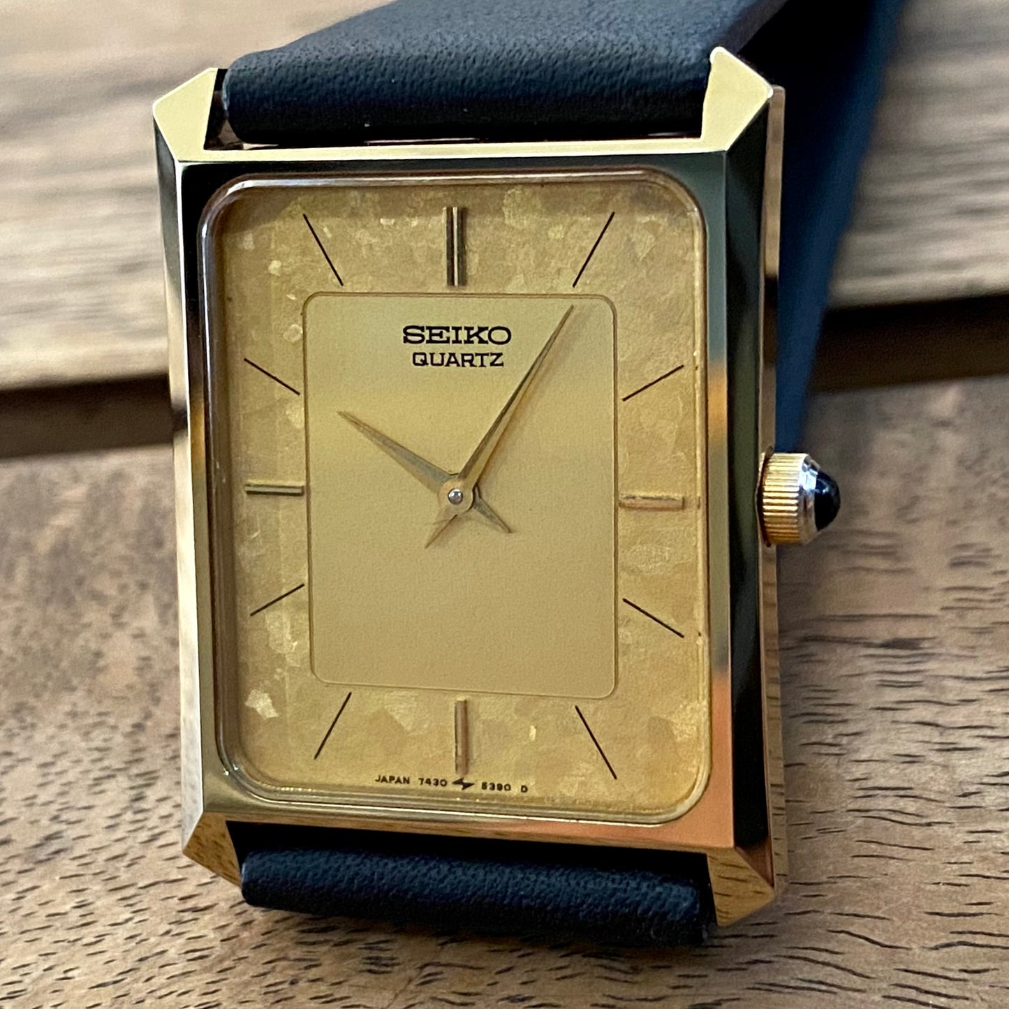 COMING SOON! Rare Vintage May 1984 Seiko Quartz Tank 7430-5230 Gold Flake Dial with GHA Case PRE-ORDER NOW!