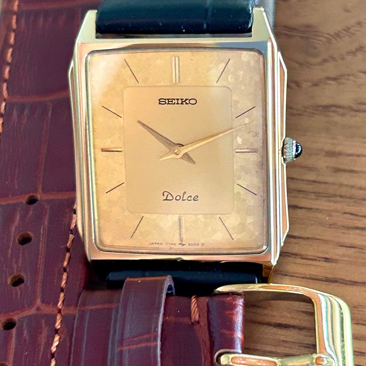 Vintage Seiko Dolce 7740-5000 Quartz Gold Flake January 1987 UK VINTAGE WATCH LTD