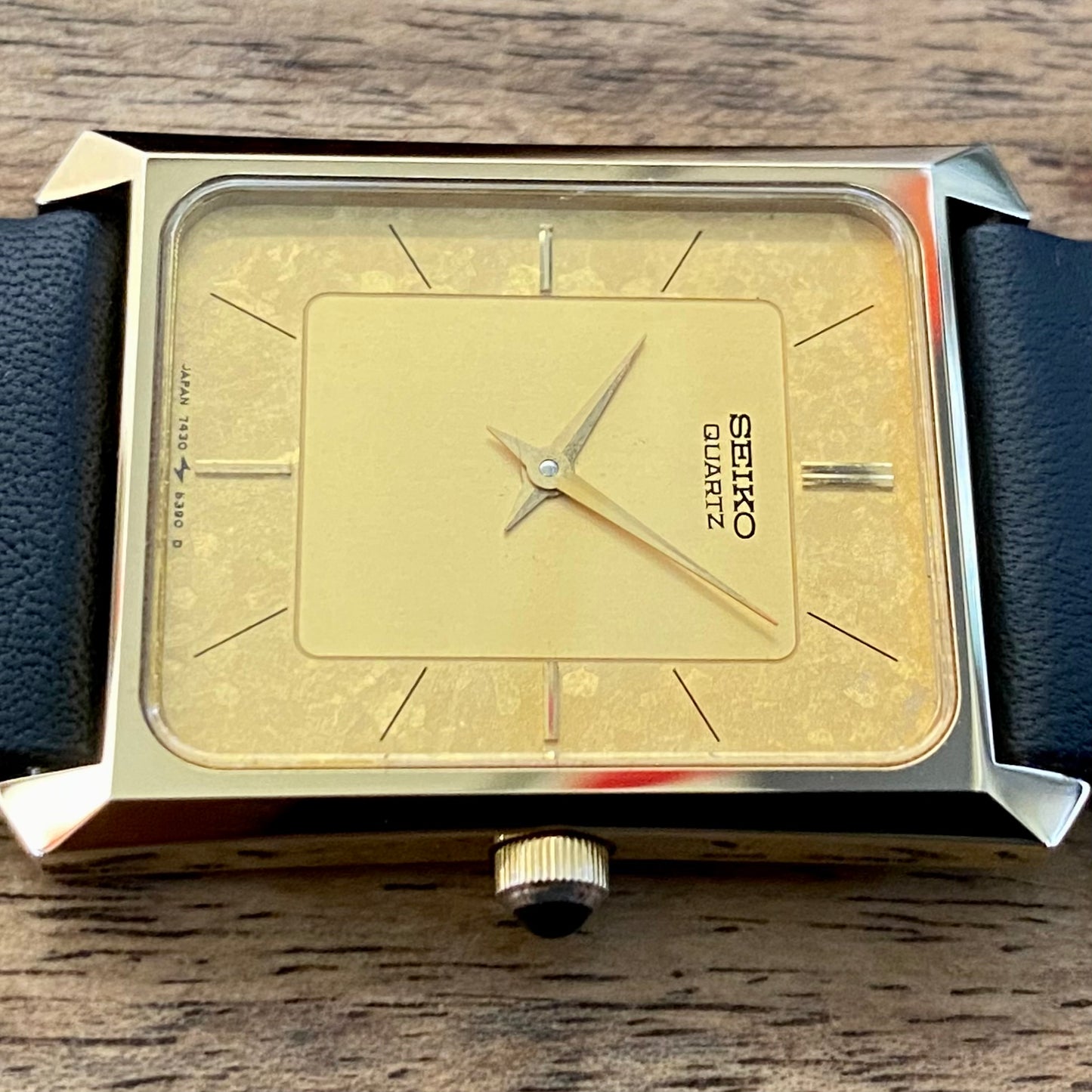 COMING SOON! Rare Vintage May 1984 Seiko Quartz Tank 7430-5230 Gold Flake Dial with GHA Case PRE-ORDER NOW!